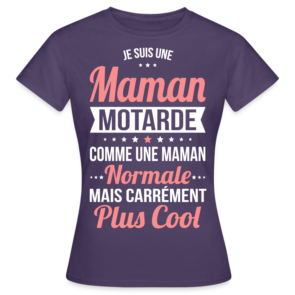 T-shirt Femme - Maman motarde plus cool - violet foncé