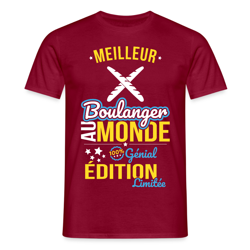 T-shirt Homme - Meilleur Boulanger au monde - 100% génial - rouge brique