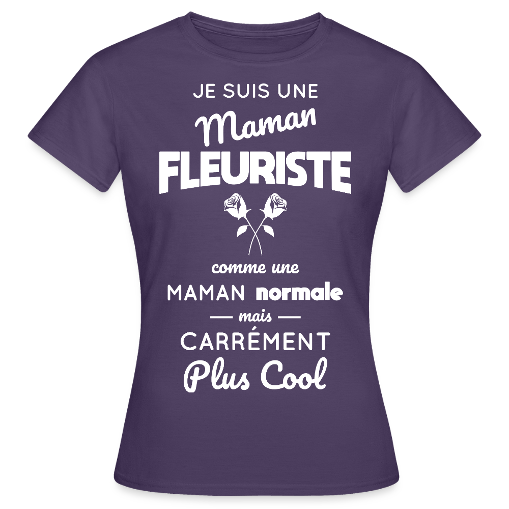 T-shirt Femme - Maman fleuriste plus cool - violet foncé
