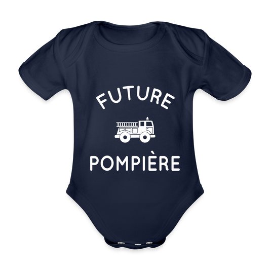 Body Bébé bio manches courtes - Future pompière - marine foncé