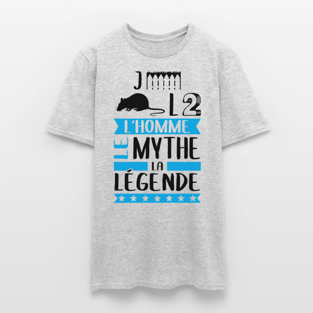 T-shirt homme coloris clair Gérald en rébus – L’homme, le mythe, la légende - gris chiné