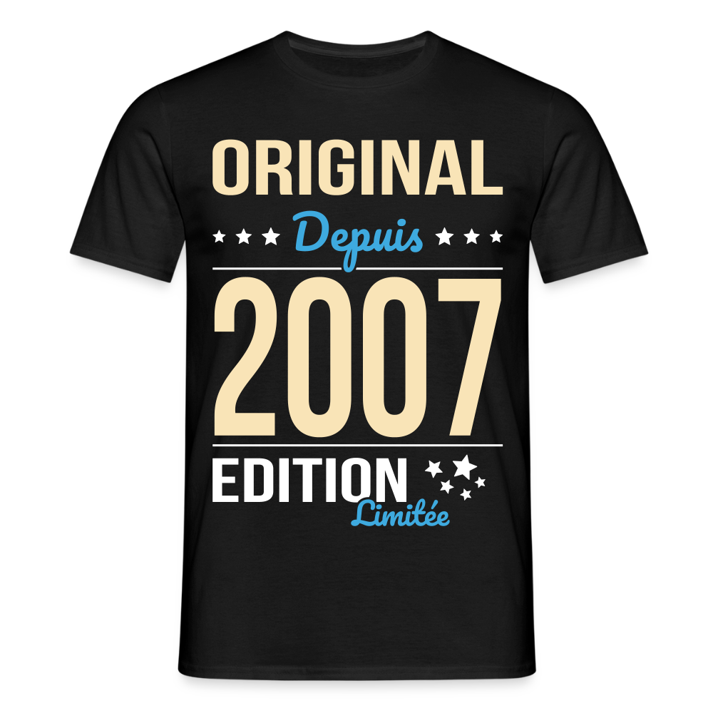 T-shirt Homme - Anniversaire 18 Ans - Original depuis 2007 - noir