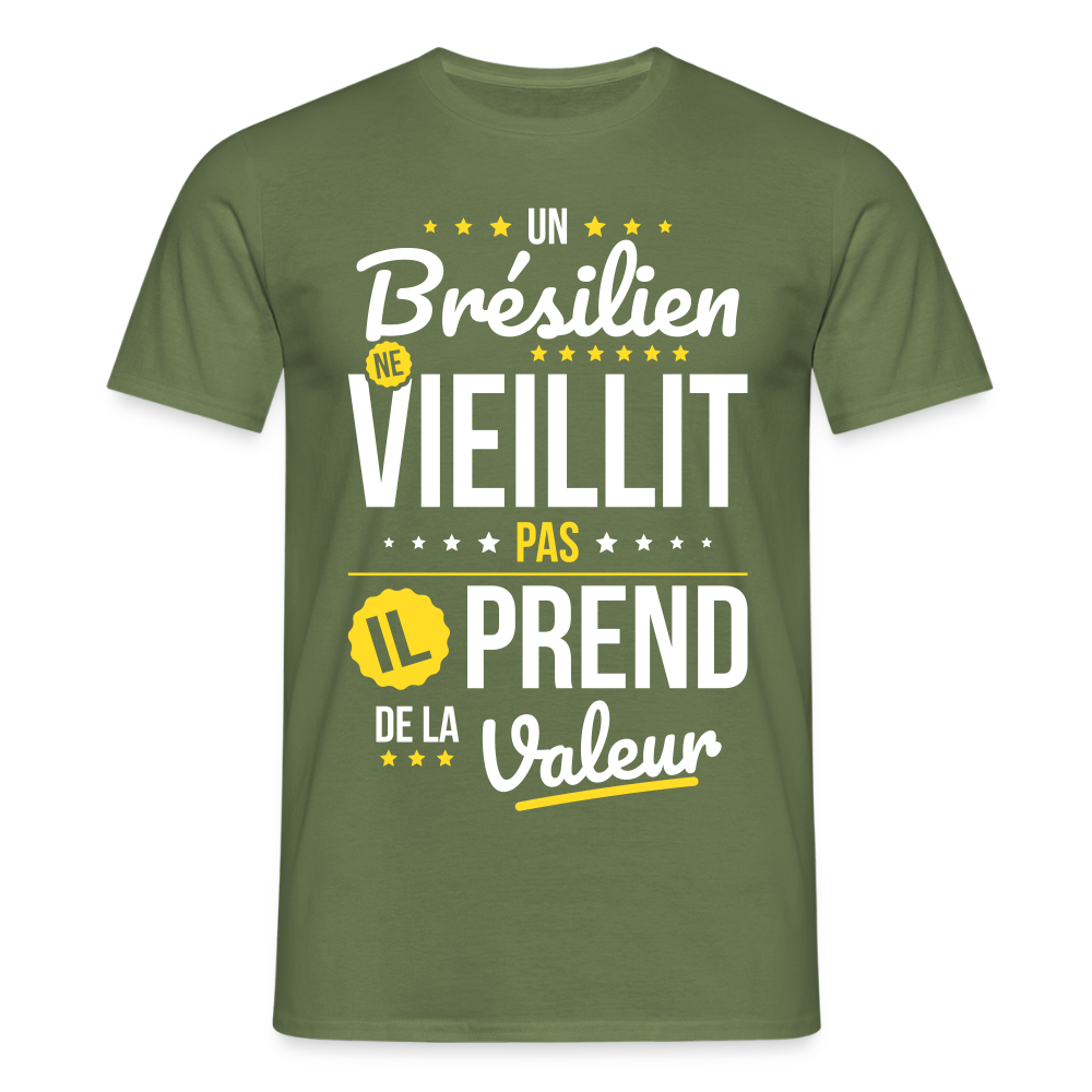 T-shirt Homme - Un Brésilien ne vieillit pas - vert militaire