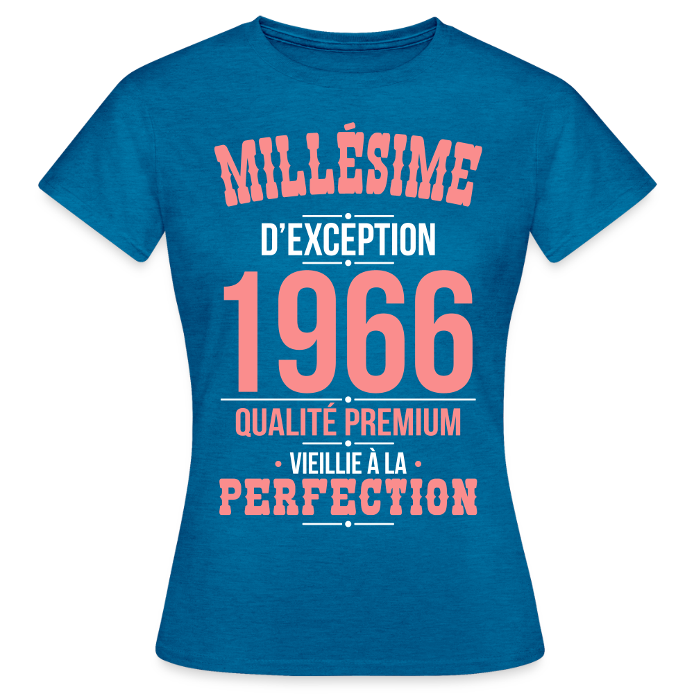T-shirt Femme 60 Ans 1966 – Millésime d’Exception 1966 - bleu saphir antique chiné