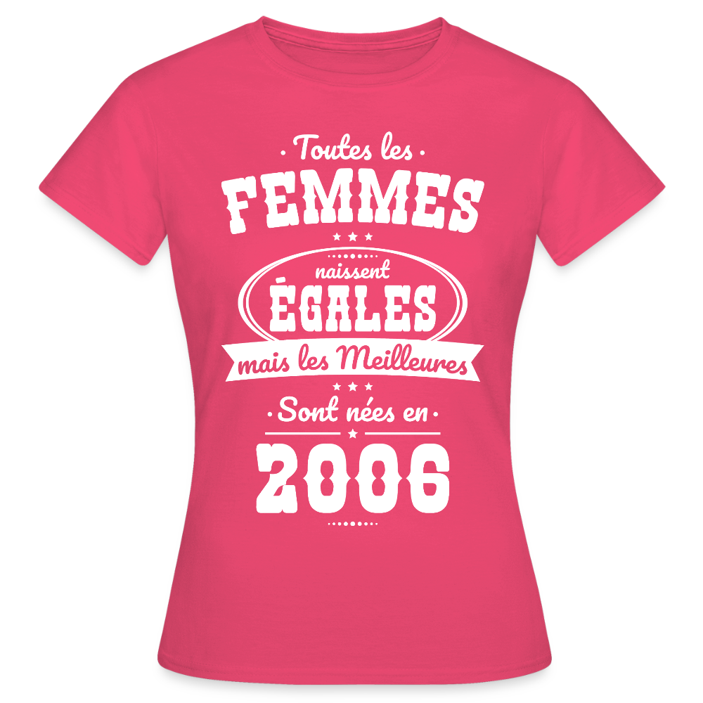 T-shirt anniversaire femme 20 ans – Les meilleures sont nées en 2006 - rose azalée