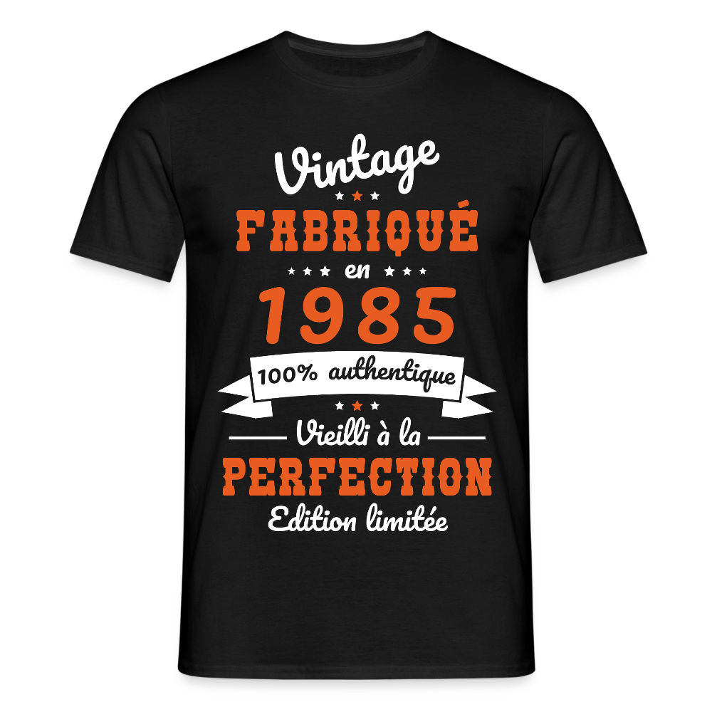 T-shirt Homme - Anniversaire 40 Ans - Vintage fabriqué en 1985 - noir