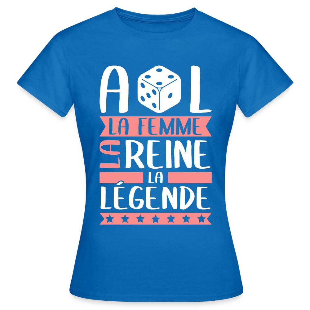 T-shirt femme Adèle rébus – La femme, la reine, la légende - bleu royal