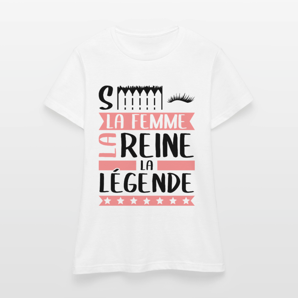 T-shirt femme coloris clair Cécile en rébus – La femme, la reine, la légende - blanc