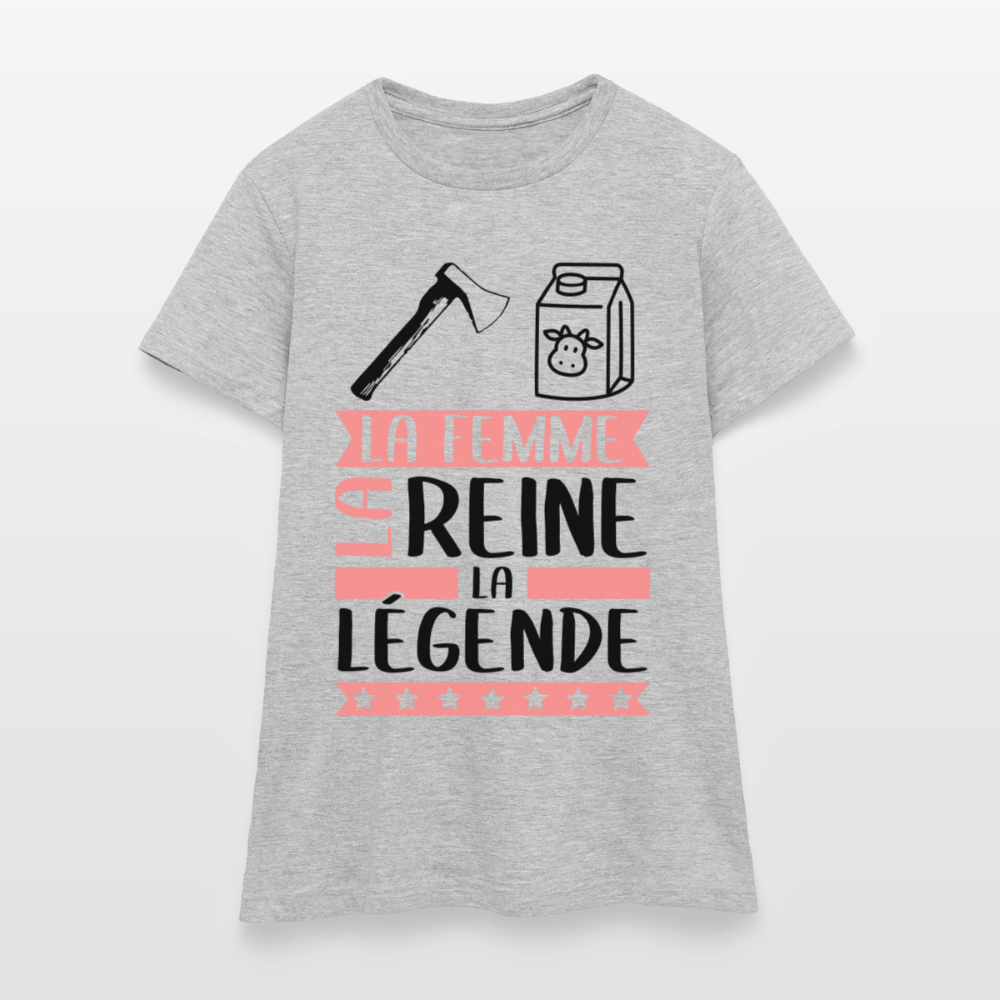T-shirt femme coloris clair Ashley rébus – La femme, la reine, la légende - gris chiné