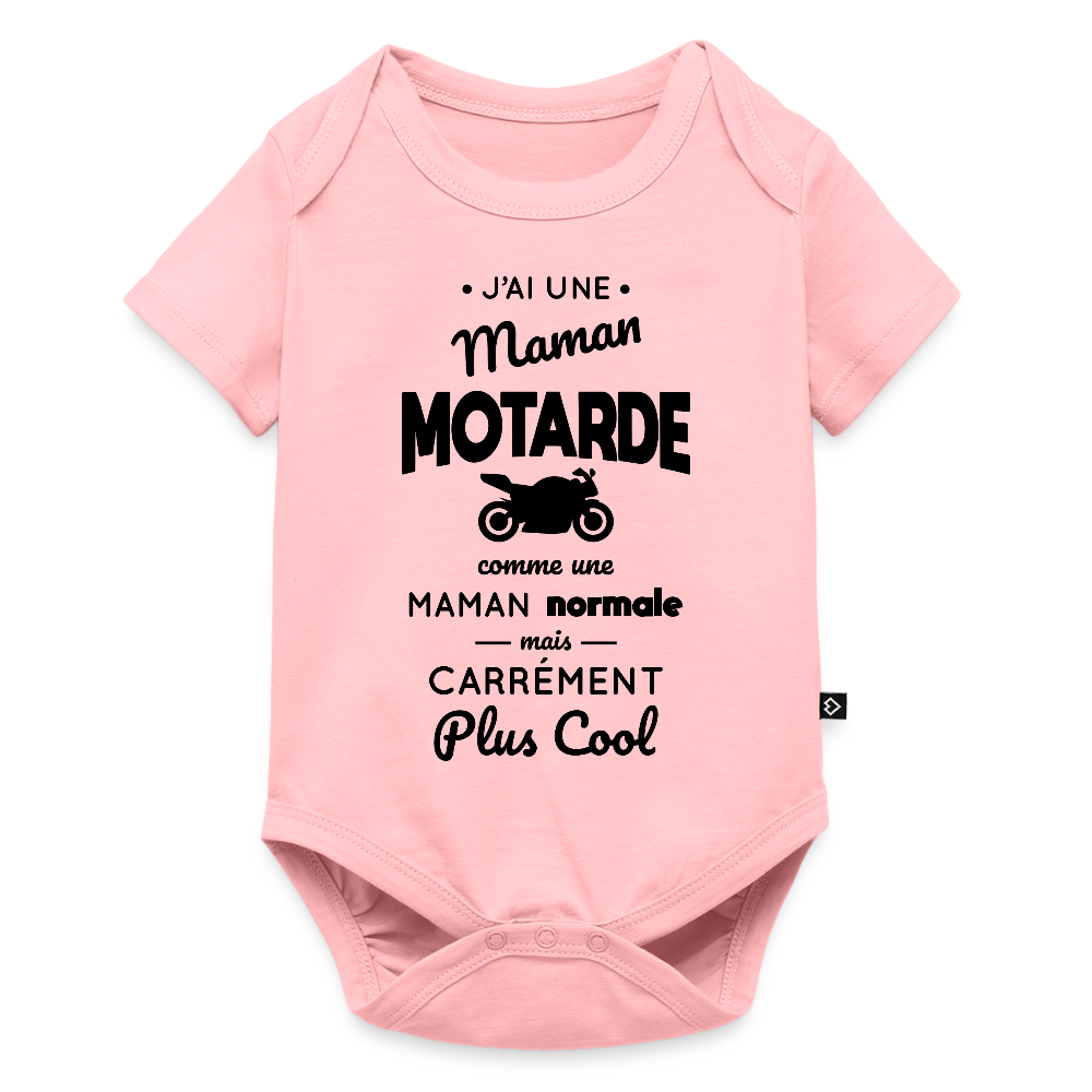 Body Bébé bio manches courtes - J'ai une maman motarde - rose