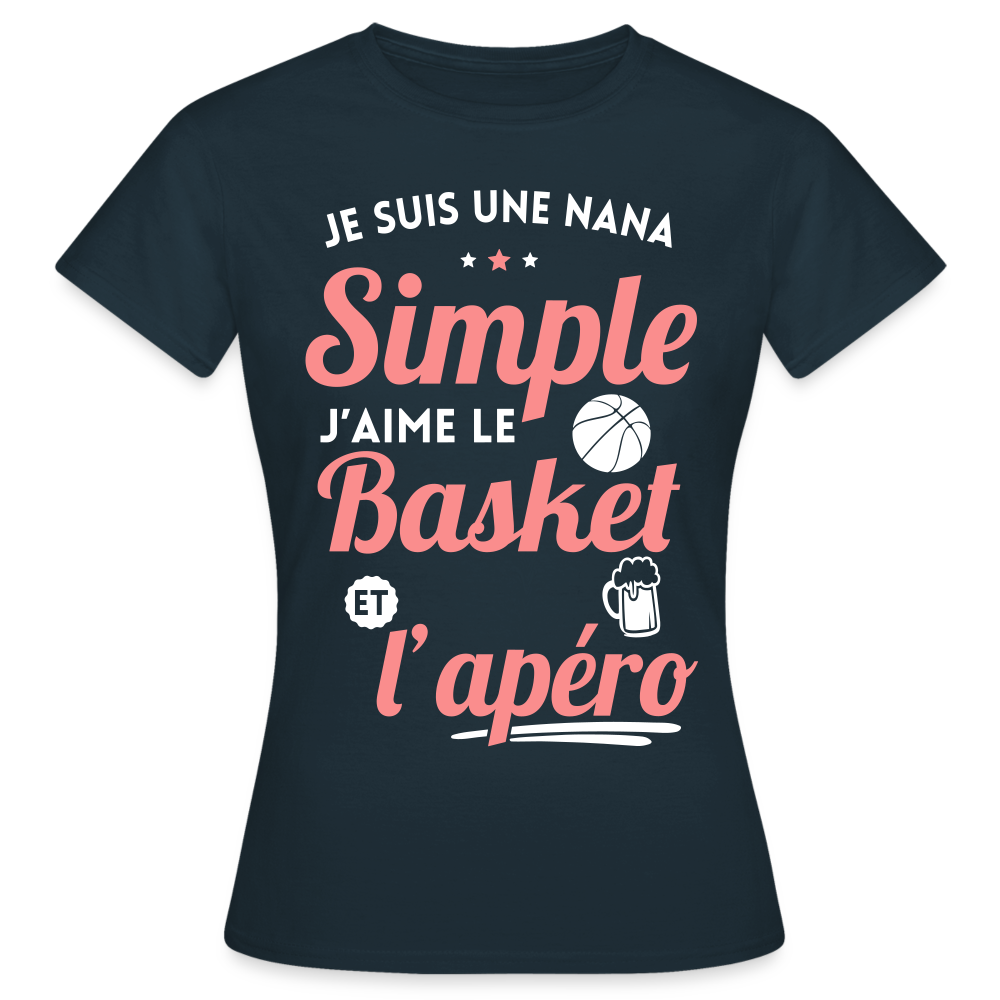 T-shirt Femme - J'aime le basket et l'apéro - marine