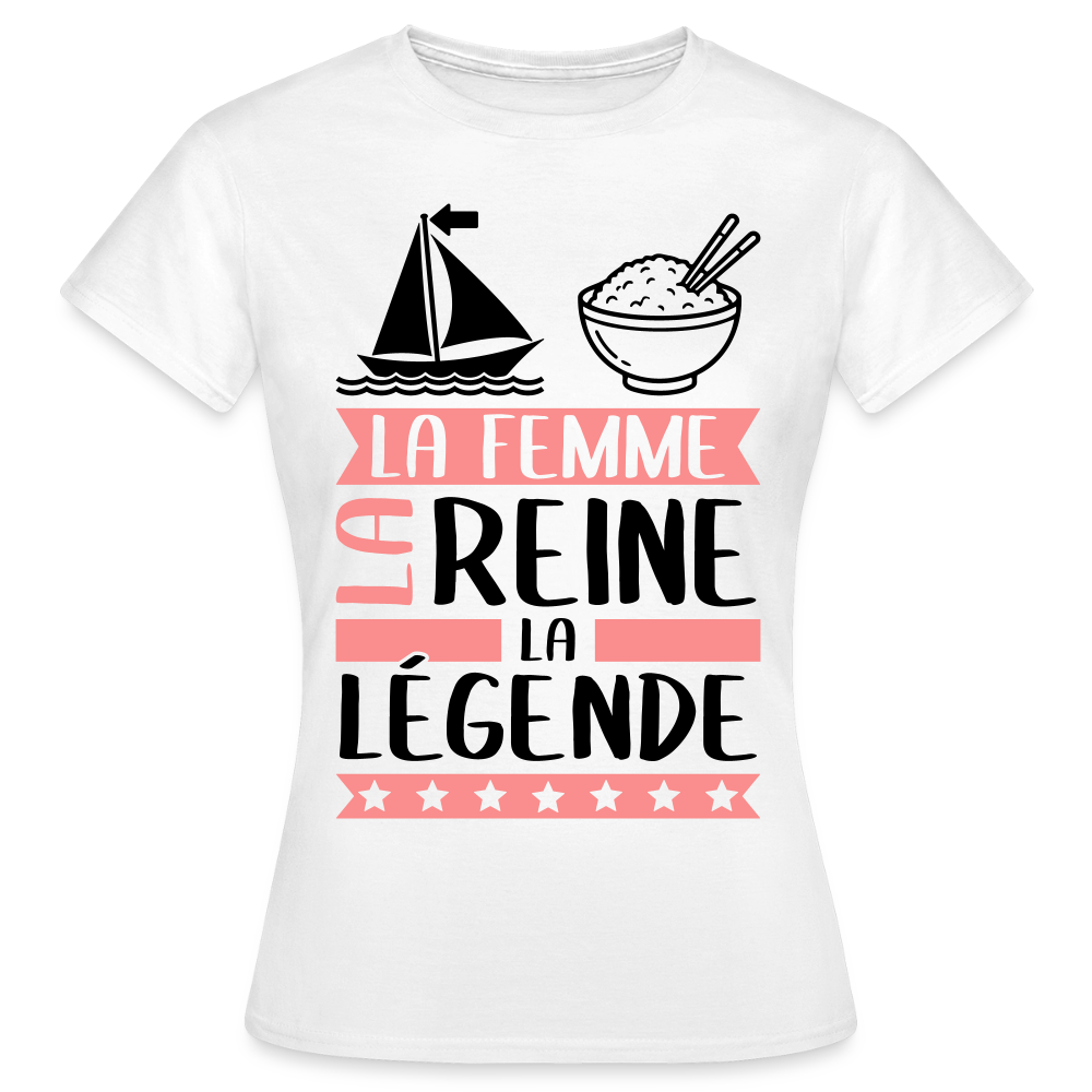 T-shirt femme coloris clair Marie rébus – La Femme, la reine, la légende - blanc