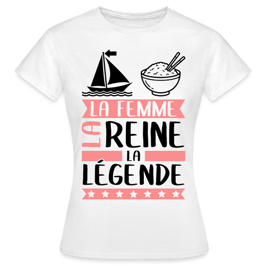 T-shirt femme coloris clair Marie rébus – La Femme, la reine, la légende - blanc