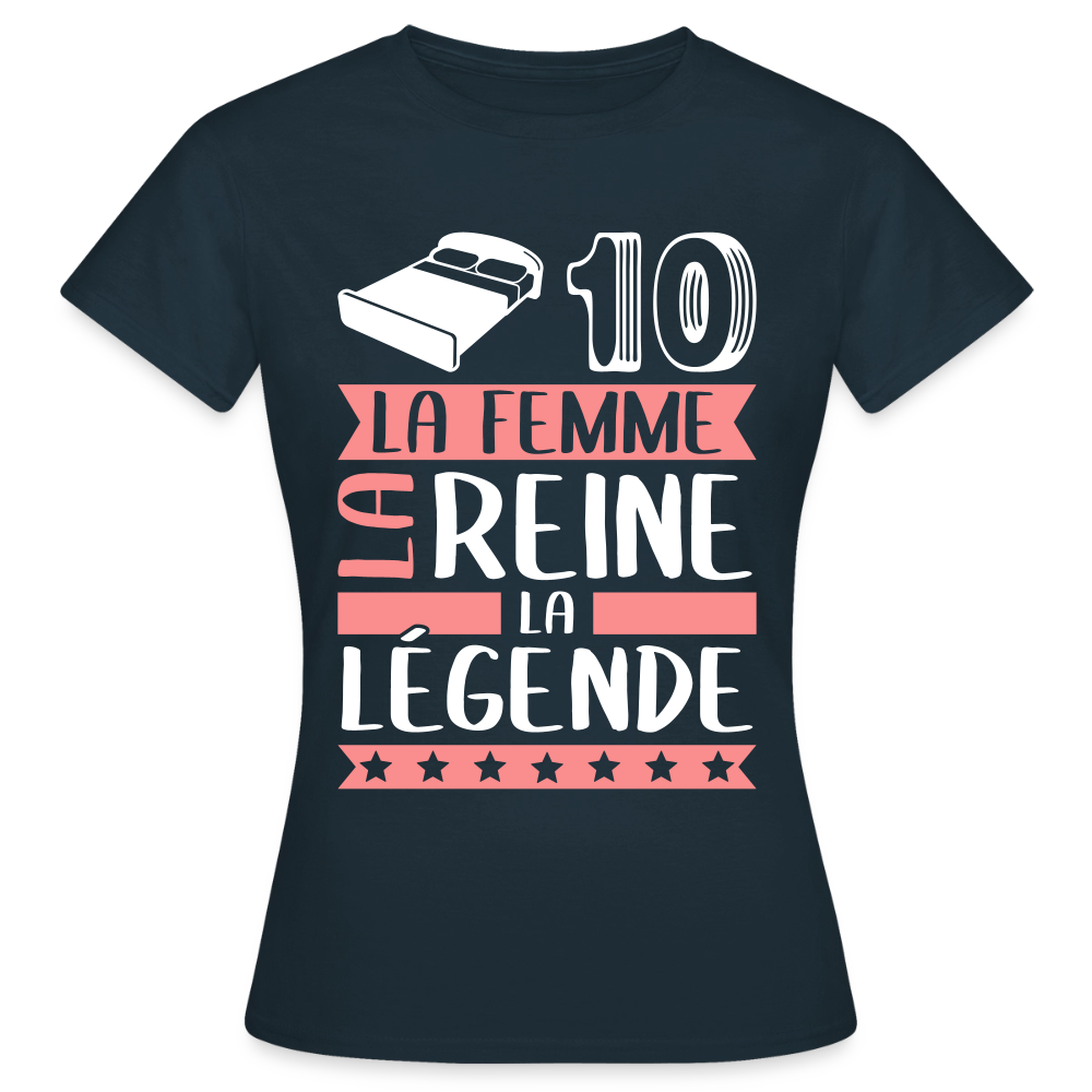 T-shirt femme Lydie rébus – La femme, la reine, la légende - marine