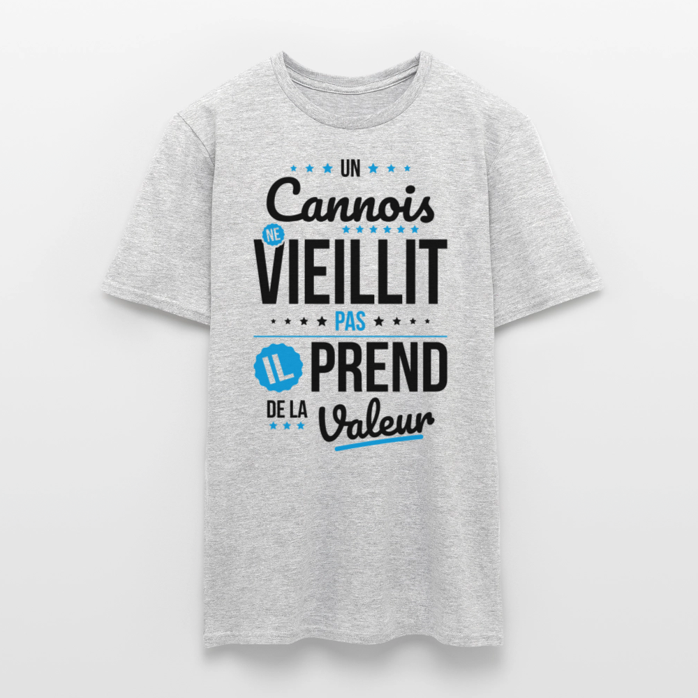 T-shirt Homme - Un Cannois ne vieillit pas - gris chiné
