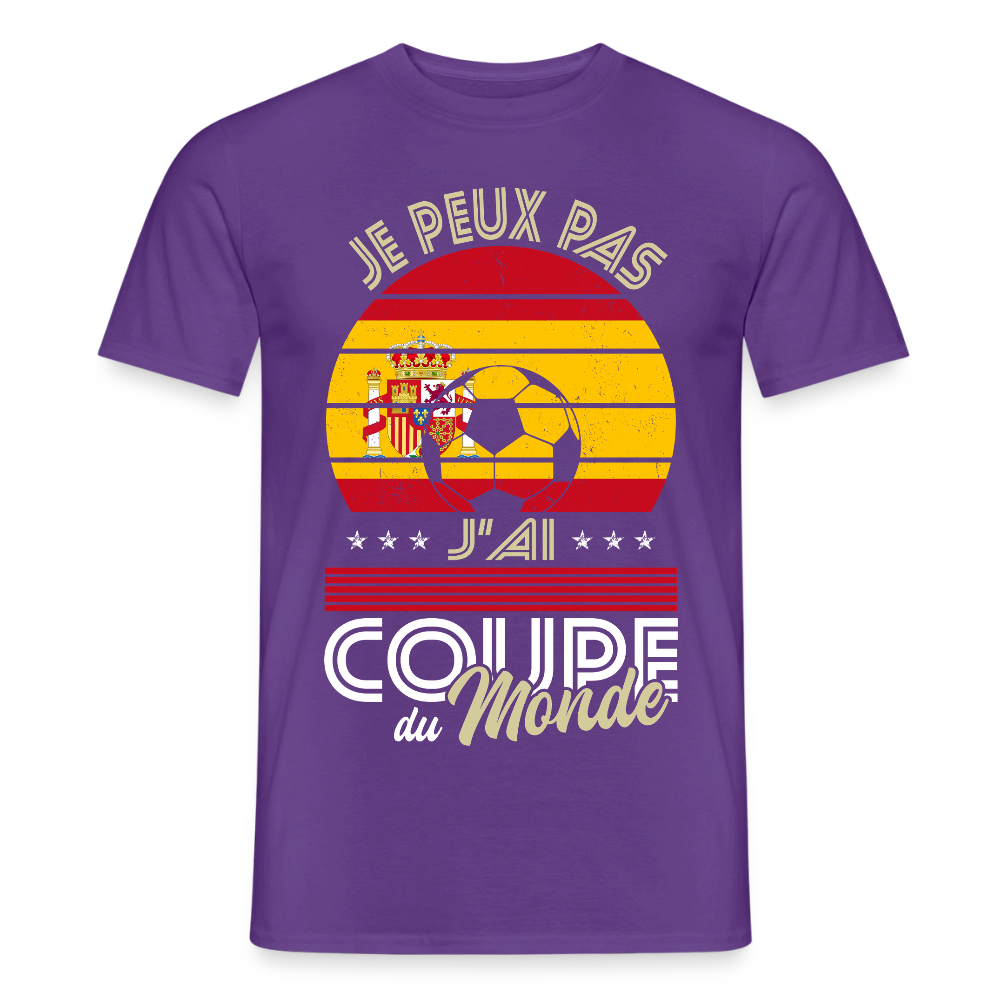 T-shirt Homme - Je peux pas j'ai Coupe du Monde - Espagne - violet