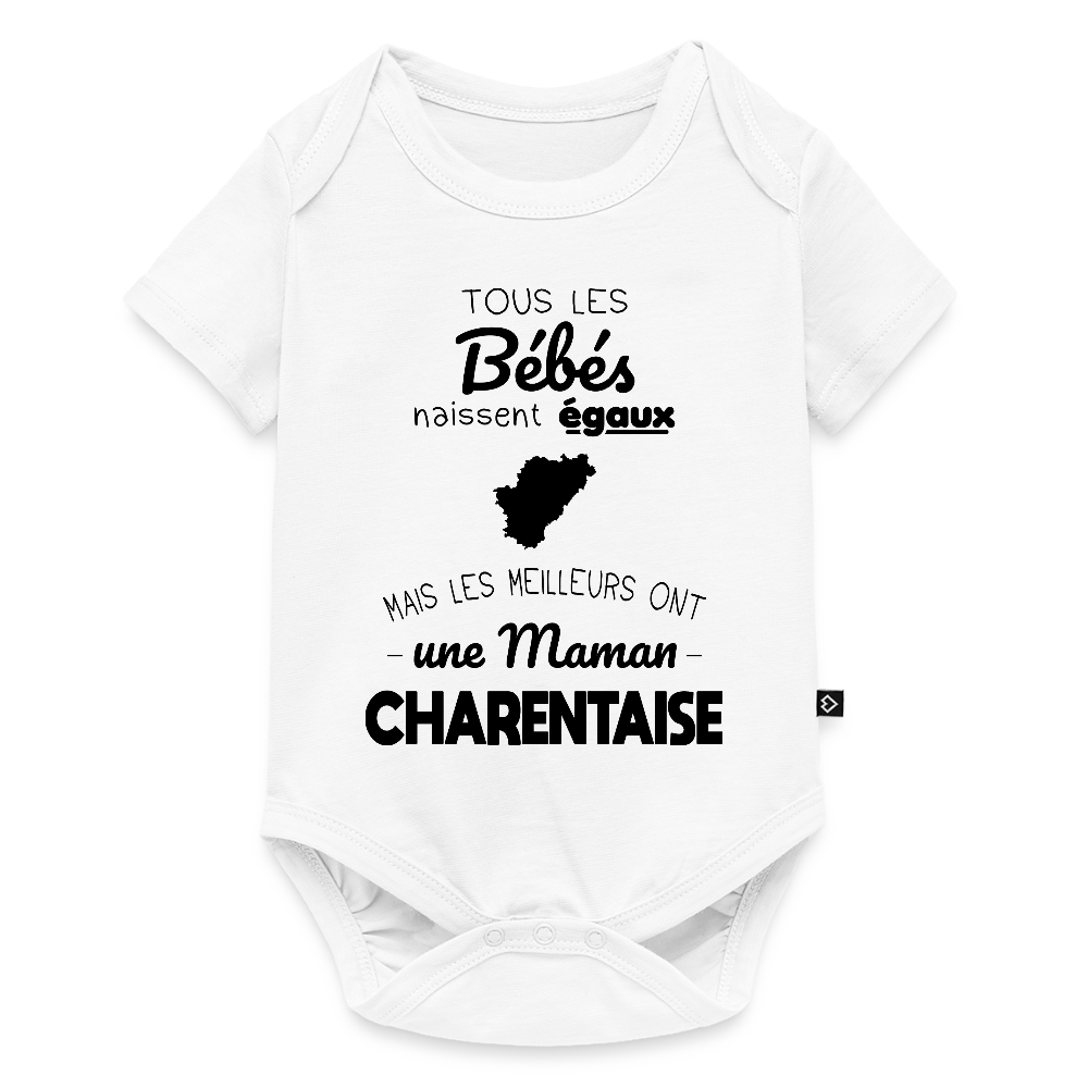 Body Bébé bio manches courtes - Les Meilleurs Ont Une Maman Charentaise - blanc