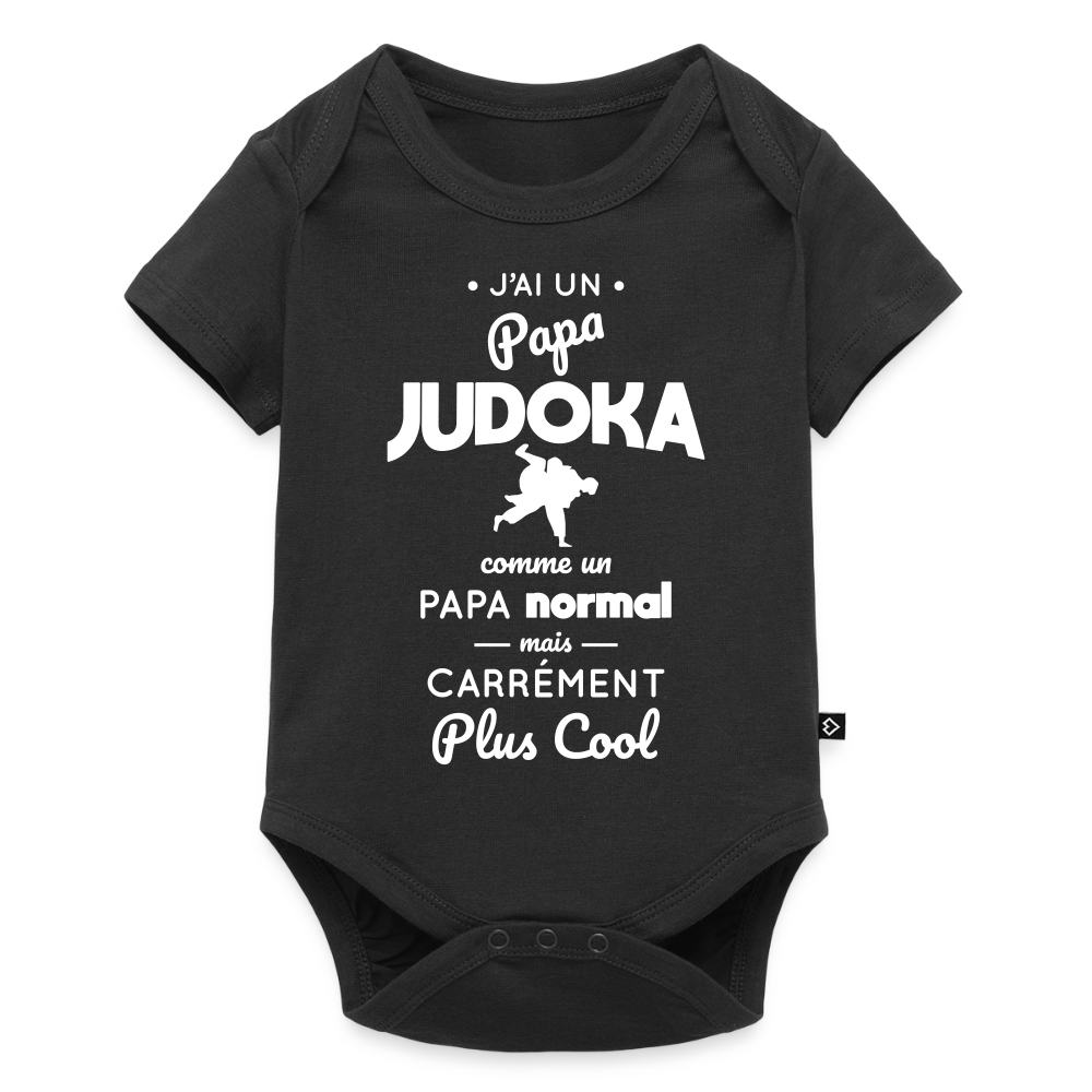 Body Bébé bio manches courtes - J'ai un papa judoka - noir