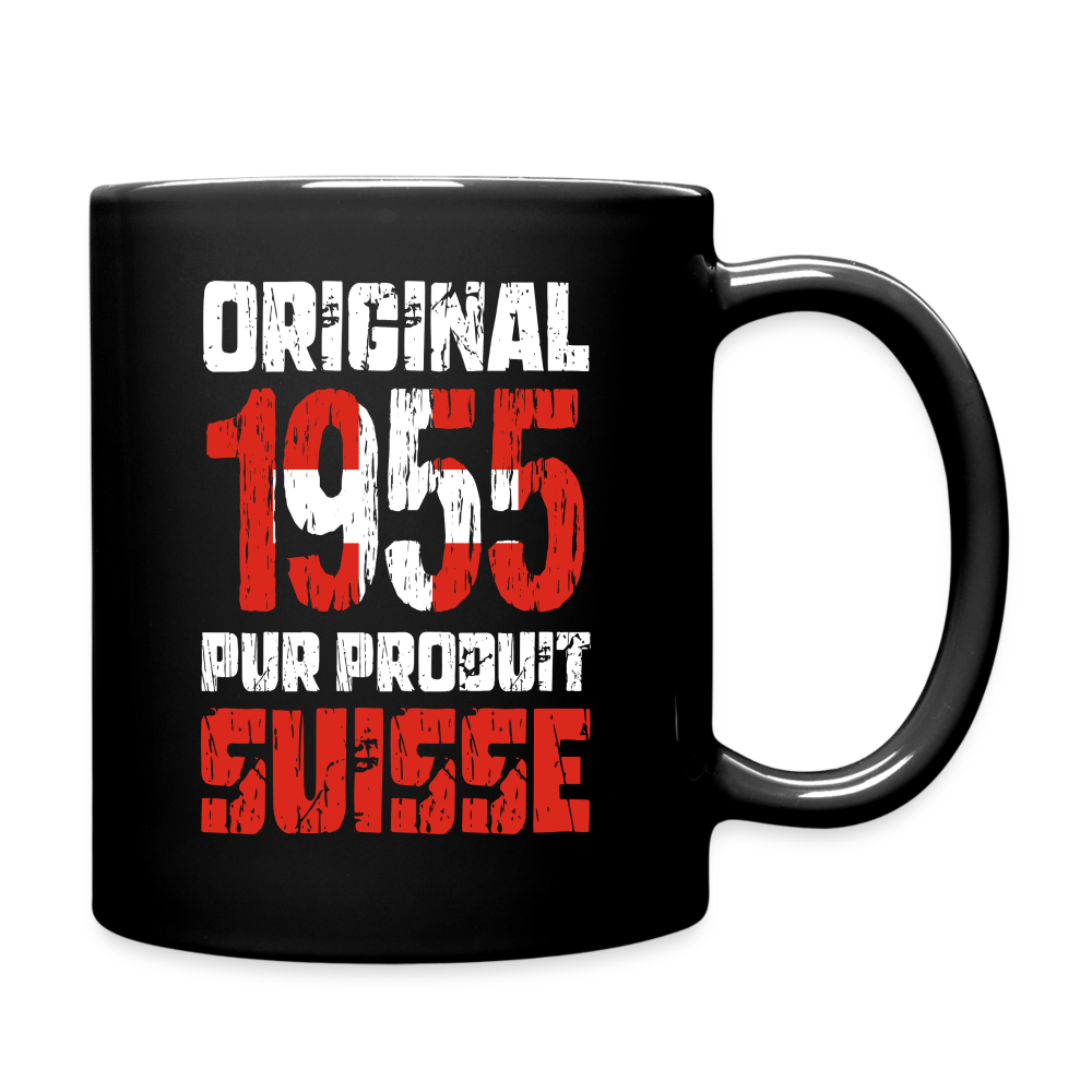 Mug uni - Anniversaire 70 Ans - Original 1955 - Pur produit Suisse - noir