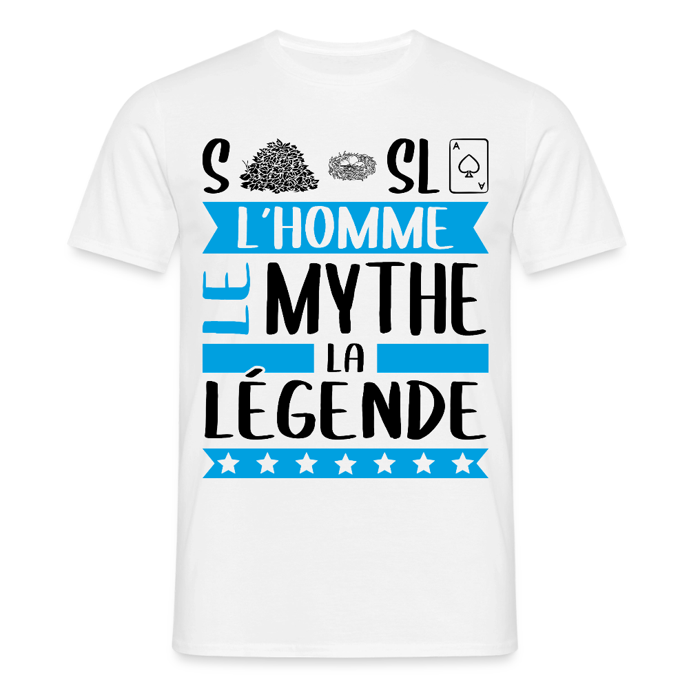 T-shirt homme coloris clair Stanislas en rébus – L’homme, le mythe, la légende - blanc
