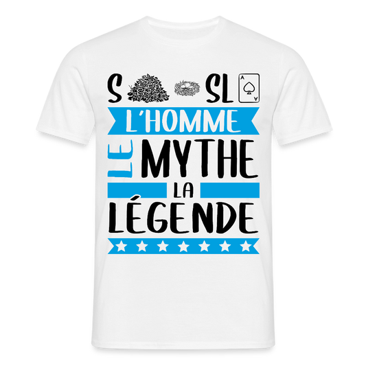 T-shirt homme coloris clair Stanislas en rébus – L’homme, le mythe, la légende - blanc