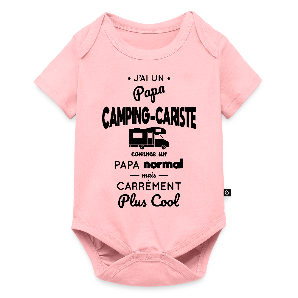 Body Bébé bio manches courtes - J'ai un papa camping-cariste - rose