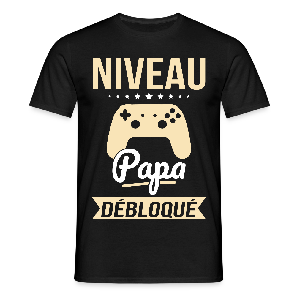T-shirt Homme - Niveau Papa Débloqué - noir