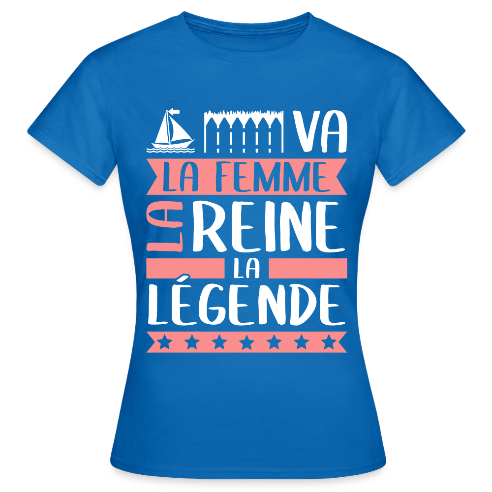 T-shirt femme Maëva rébus – La femme, la reine, la légende - bleu royal