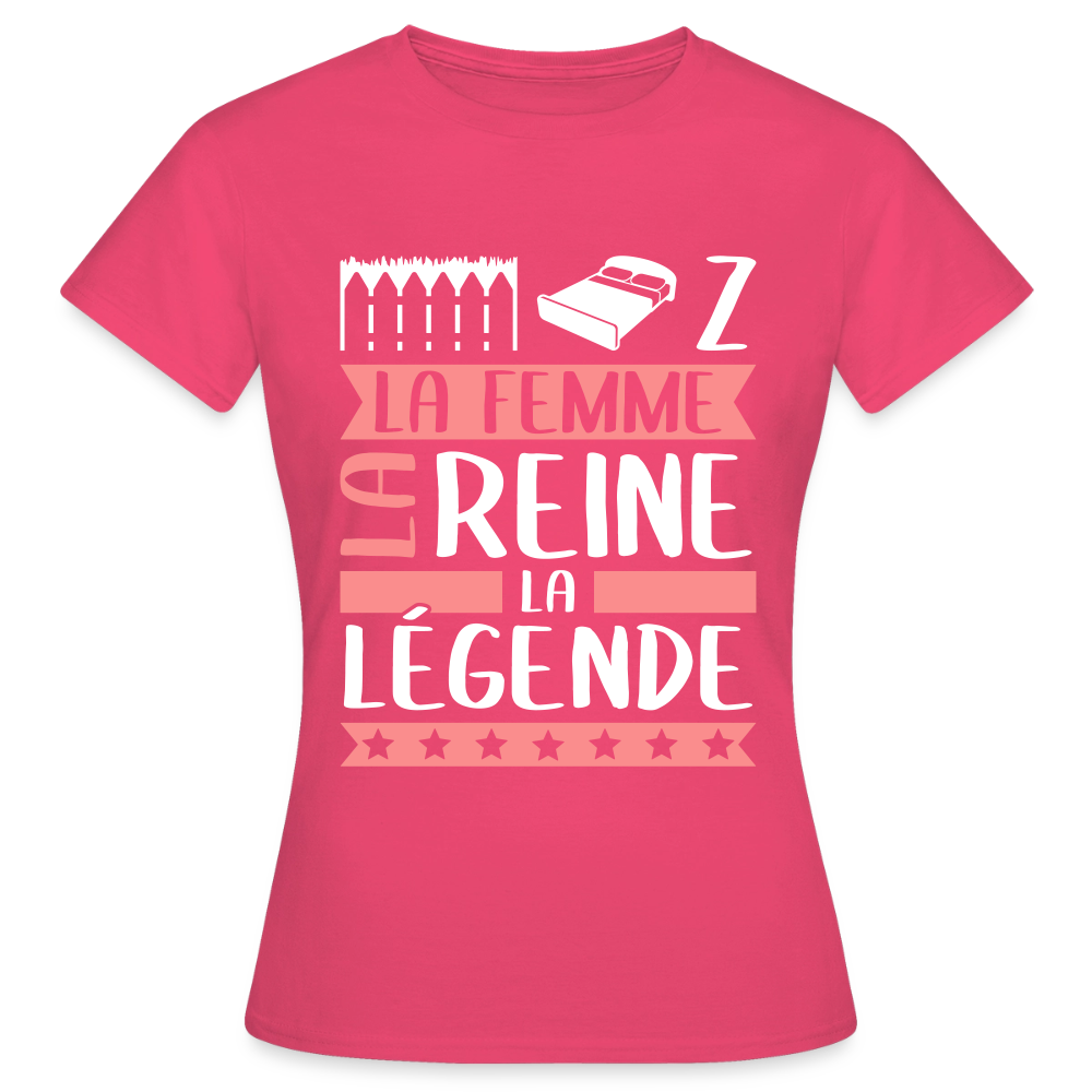 T-shirt femme Elise rébus – La femme, la reine, la légende - rose azalée