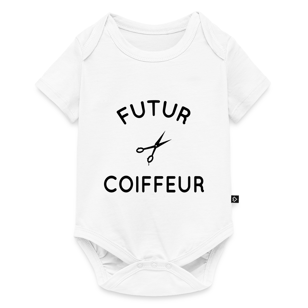 Body Bébé bio manches courtes - Futur coiffeur - blanc