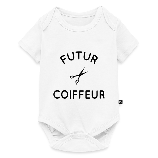 Body Bébé bio manches courtes - Futur coiffeur - blanc