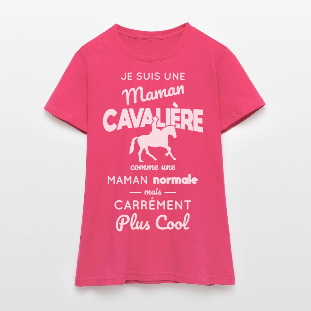 T-shirt Femme - Maman cavalière plus cool - rose azalée