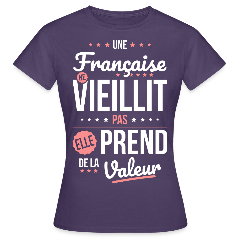 T-shirt Femme - Une Française ne vieillit pas - violet foncé