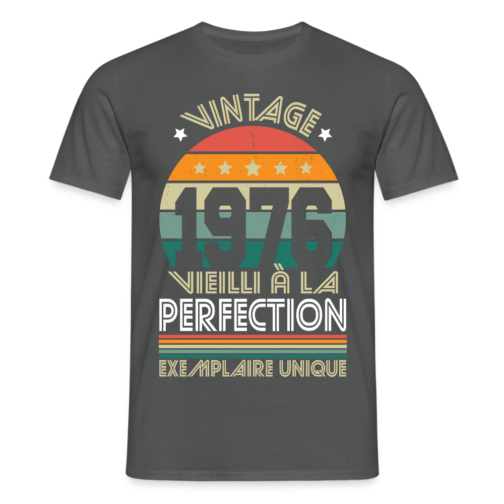 T-shirt anniversaire homme 50 ans – Vintage 1976 - Exemplaire unique - charbon