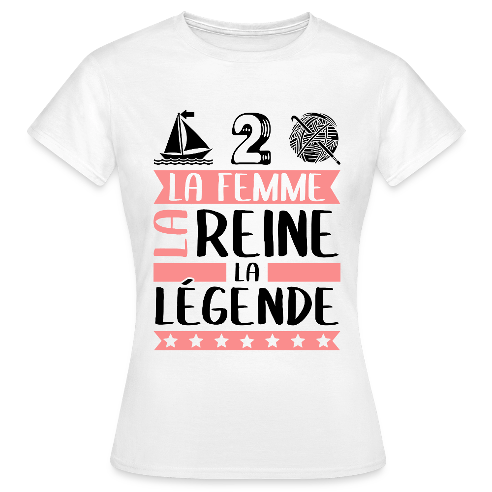 T-shirt femme coloris clair Madeleine rébus – La Femme, la reine, la légende - blanc