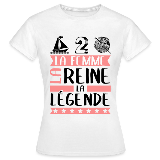 T-shirt femme coloris clair Madeleine rébus – La Femme, la reine, la légende - blanc