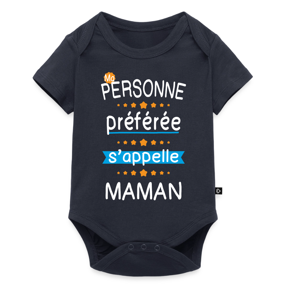 Body bébé bio manches courtes - Personne préférée Maman - bleu marine