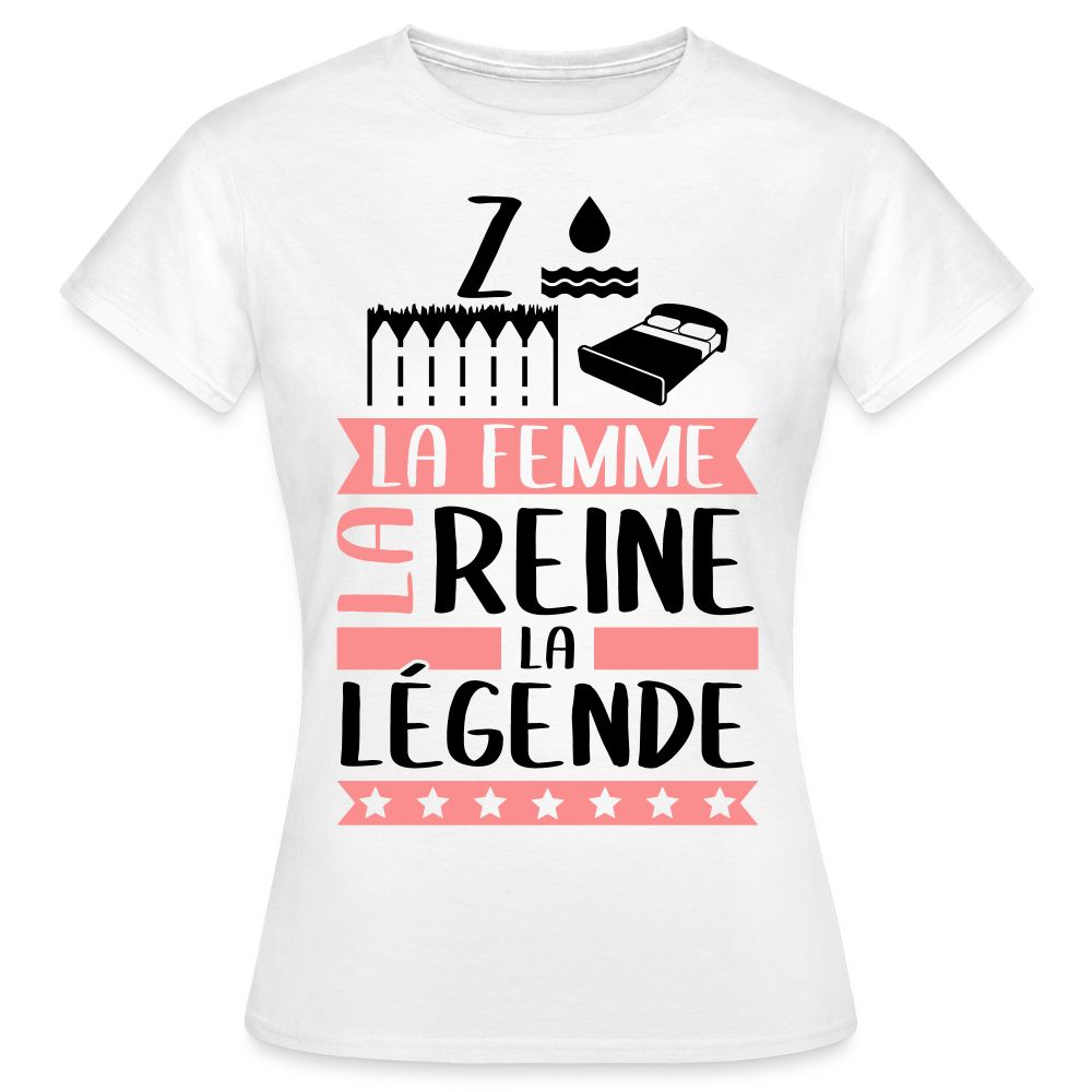 T-shirt femme coloris clair Zoélie en rébus – La femme, la reine, la légende - blanc