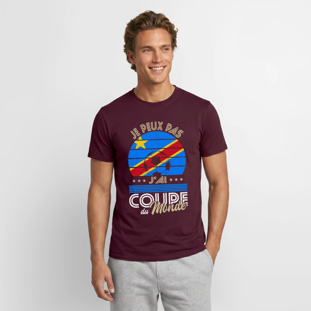 T-shirt Homme - Je peux pas j'ai Coupe du Monde - RD Congo - rouge brique