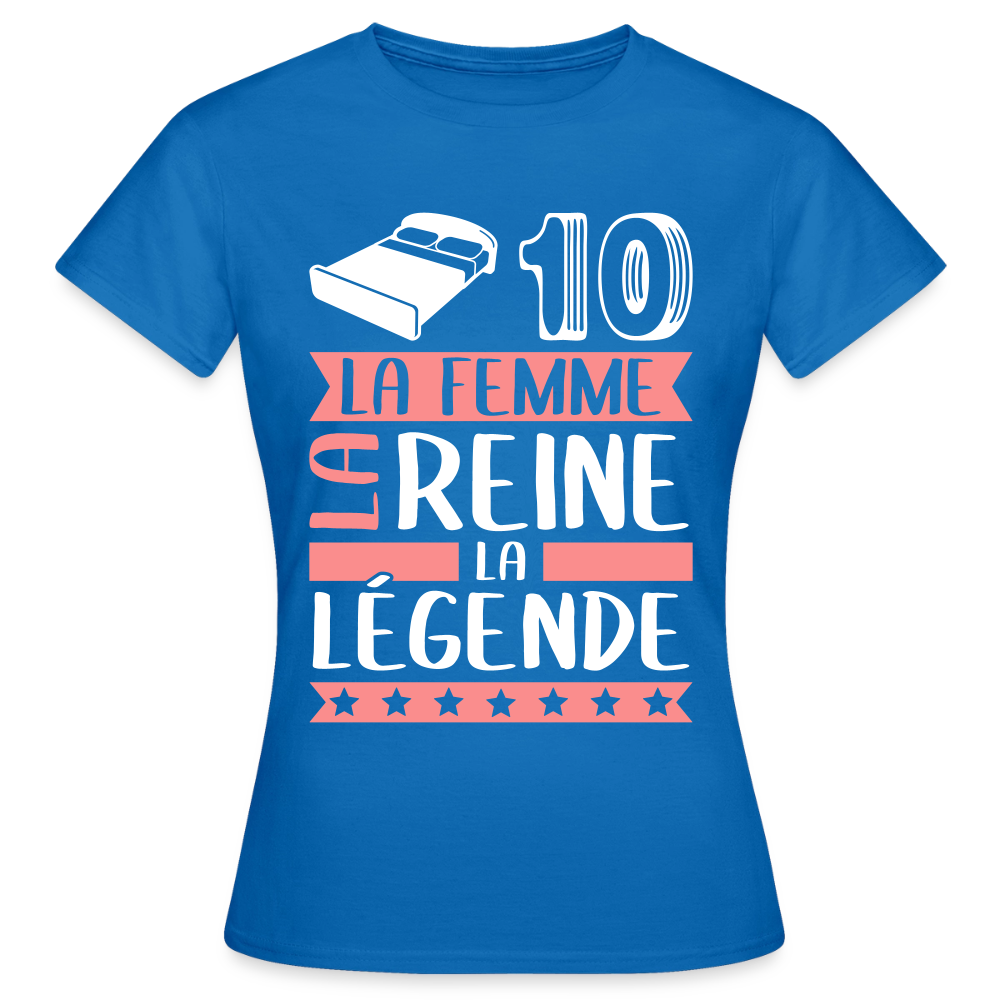 T-shirt femme Lydie rébus – La femme, la reine, la légende - bleu royal