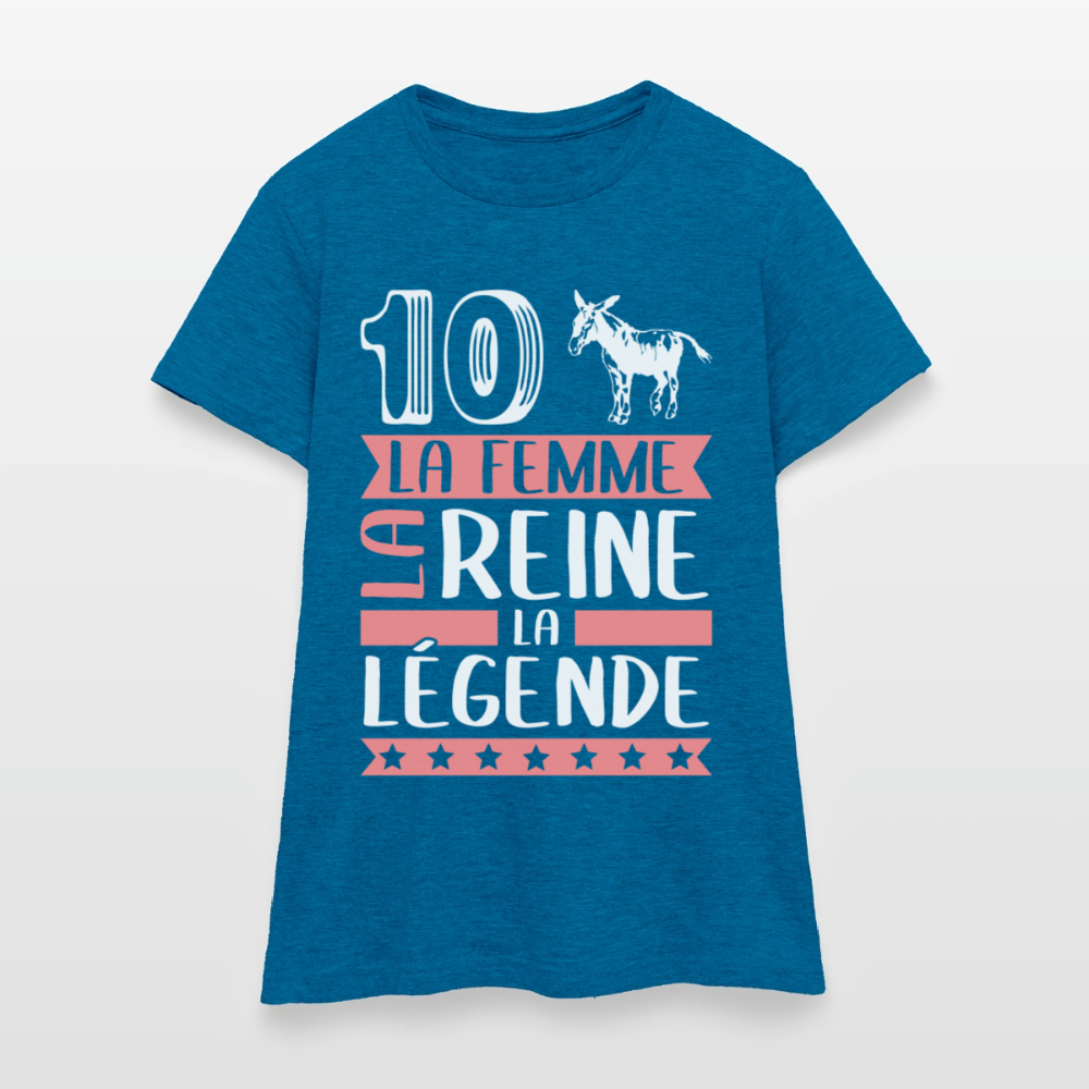 T-shirt femme Diane rébus – La femme, la reine, la légende - bleu saphir antique chiné
