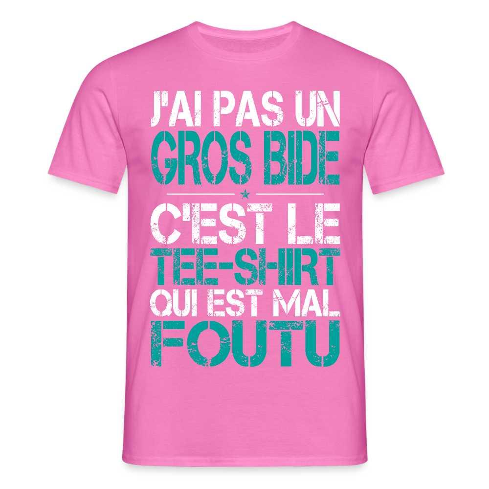 T-shirt Homme -  J'ai pas un gros bide - Cadeau Humour - rose