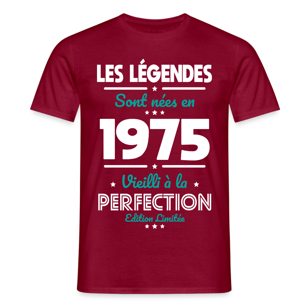 T-shirt Homme - Anniversaire 50 Ans - Les Légendes sont nées en 1975 - rouge brique