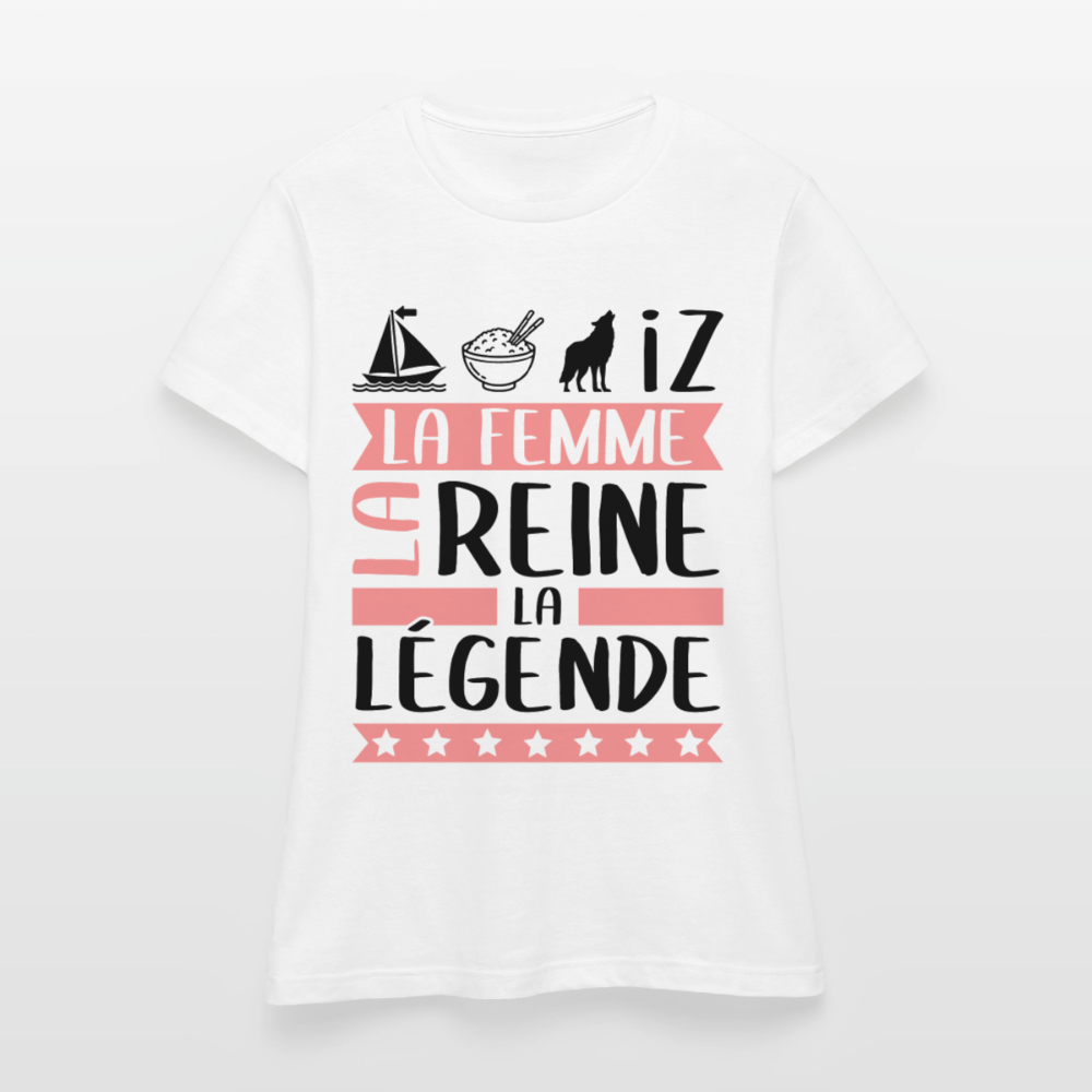 T-shirt femme coloris clair Marie-Louise rébus – La Femme, la reine, la légende - blanc