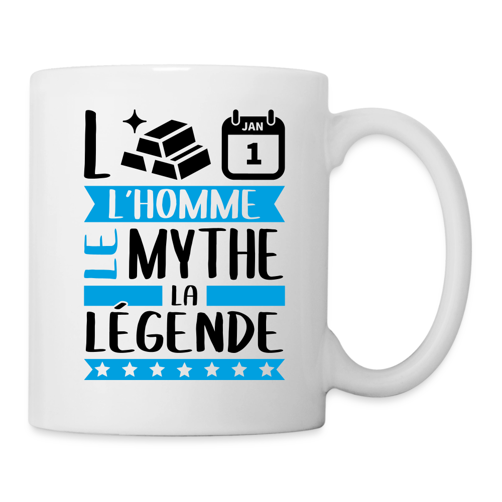Mug blanc Laurent rébus – L’homme, le mythe, la légende - blanc