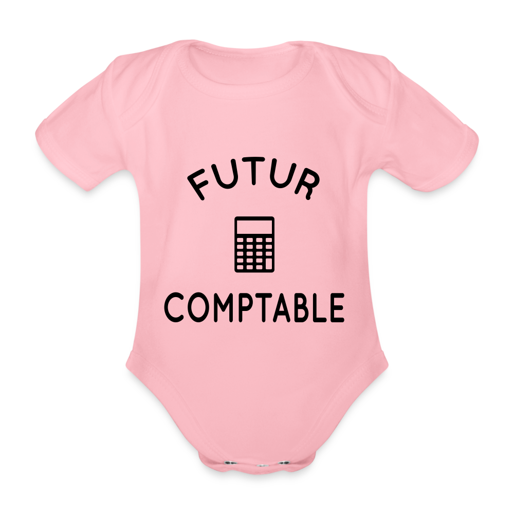 Body Bébé bio manches courtes - Futur comptable - rose clair