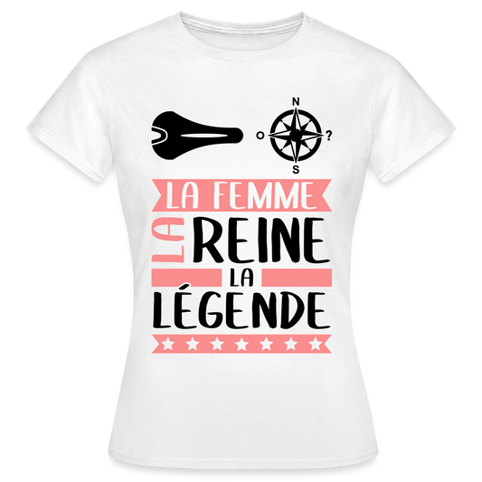 T-shirt femme coloris clair Céleste rébus – La femme, la reine, la légende - blanc