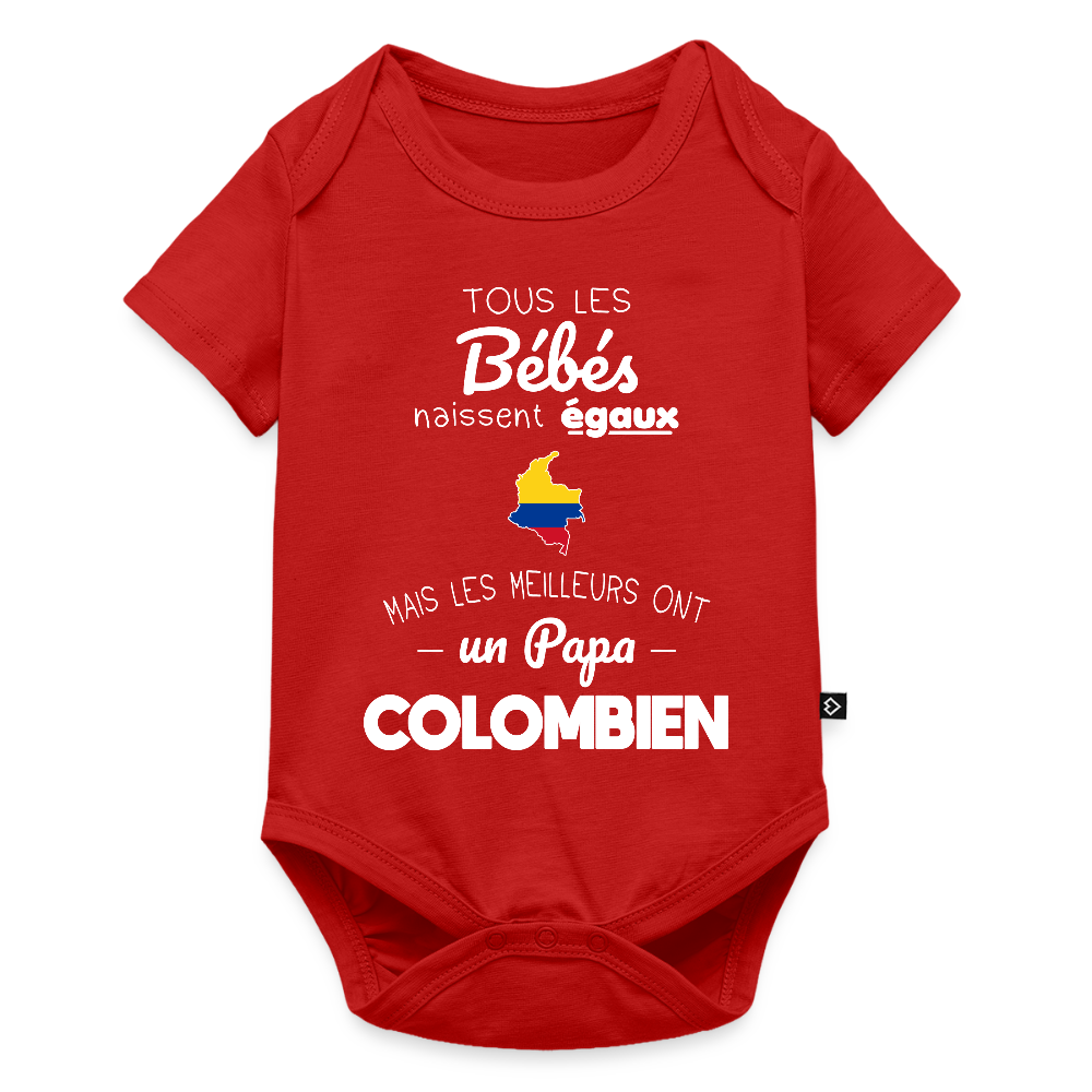 Body Bébé bio manches courtes - Les Meilleurs Ont Un Papa Colombien - rouge