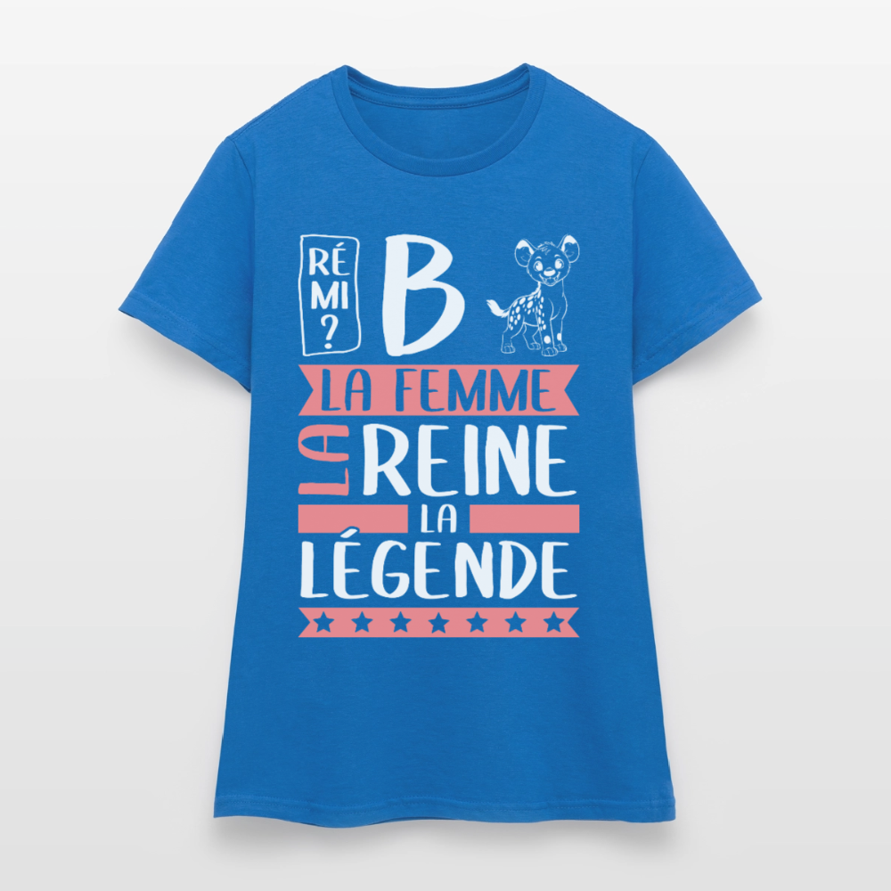 T-shirt femme Fabienne rébus – La femme, la reine, la légende - bleu royal