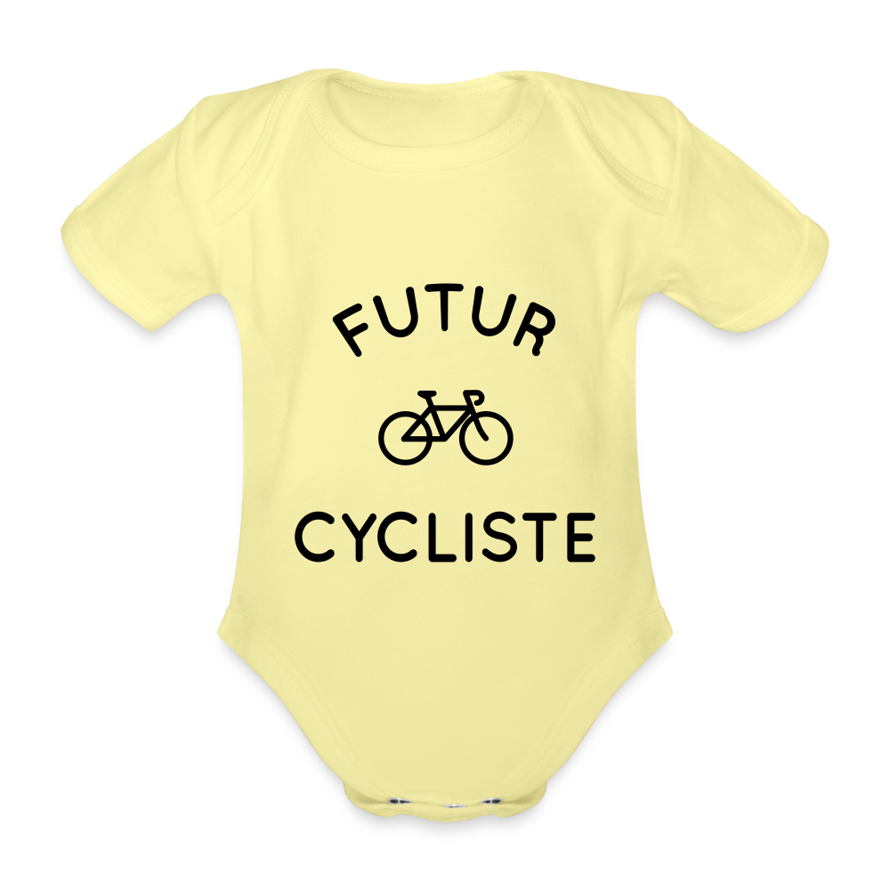 Body Bébé bio manches courtes - Futur cycliste - jaune délavé
